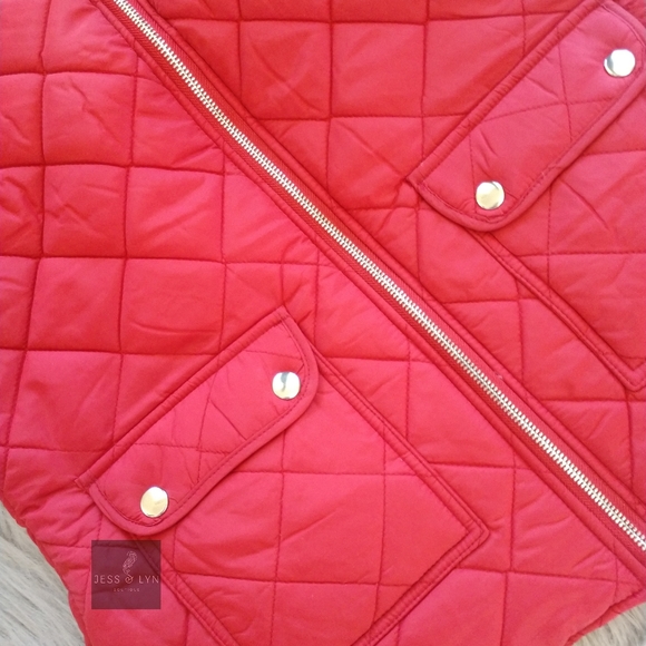 🆕Cherry Red Puffer Zip Up Vest w/Pockets - Picture 7 of 7
